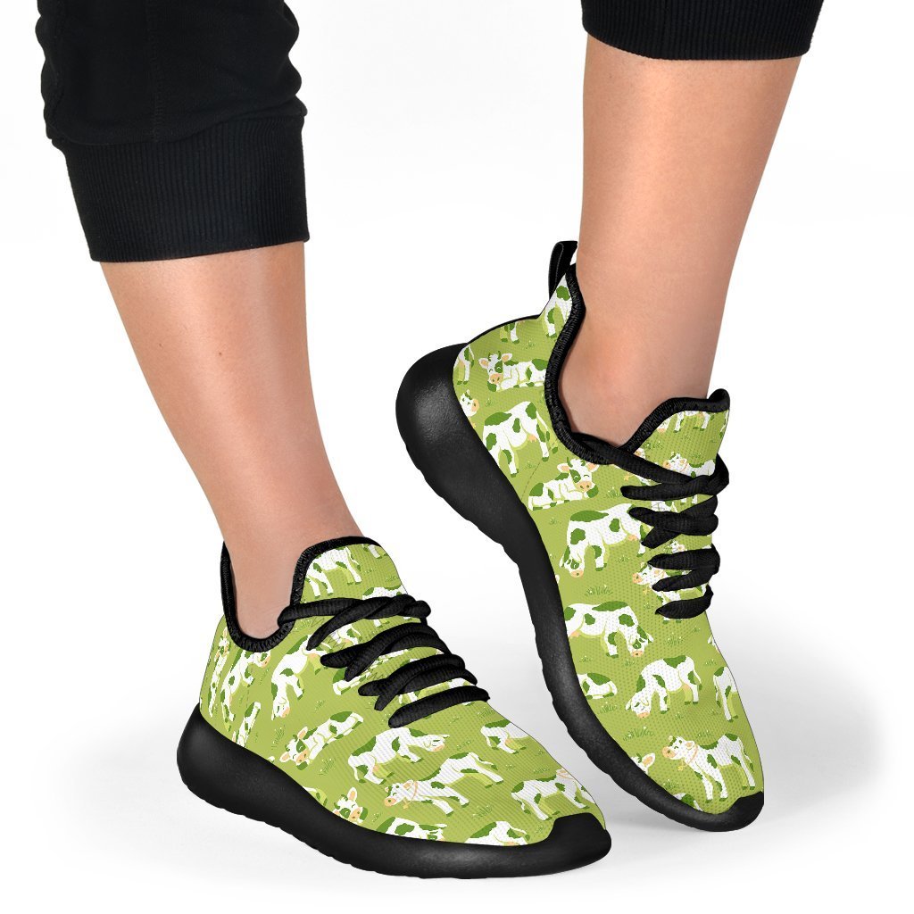Cute Smiley Cow Pattern Print Mesh Knit Shoes GearFrost