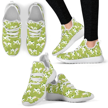 Cute Smiley Cow Pattern Print Mesh Knit Shoes GearFrost