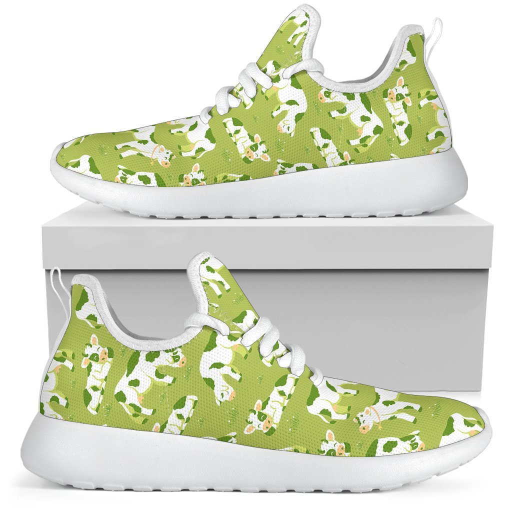 Cute Smiley Cow Pattern Print Mesh Knit Shoes GearFrost