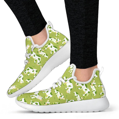Cute Smiley Cow Pattern Print Mesh Knit Shoes GearFrost