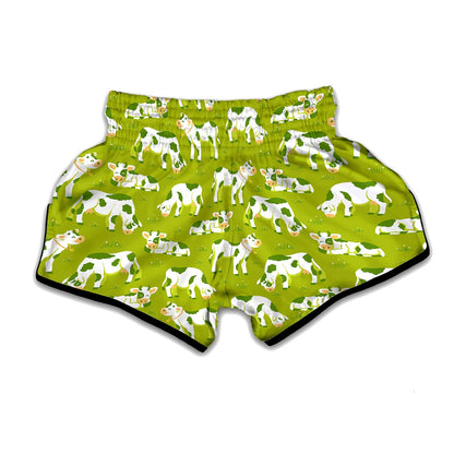 Cute Smiley Cow Pattern Print Muay Thai Boxing Shorts