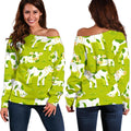 Cute Smiley Cow Pattern Print Off The Shoulder Sweatshirt