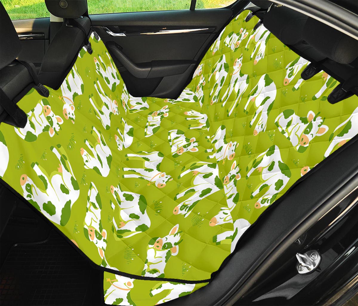 Cute Smiley Cow Pattern Print Pet Car Back Seat Cover