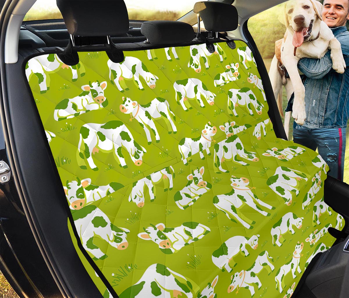 Cute Smiley Cow Pattern Print Pet Car Back Seat Cover