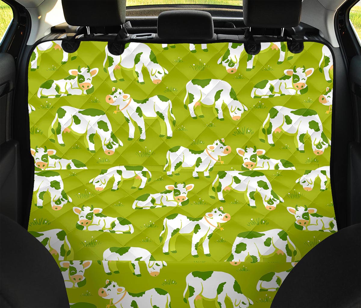 Cute Smiley Cow Pattern Print Pet Car Back Seat Cover