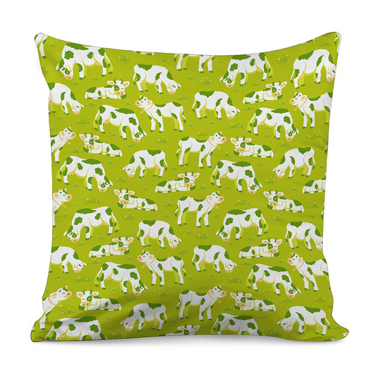 Cute Smiley Cow Pattern Print Pillow Cover