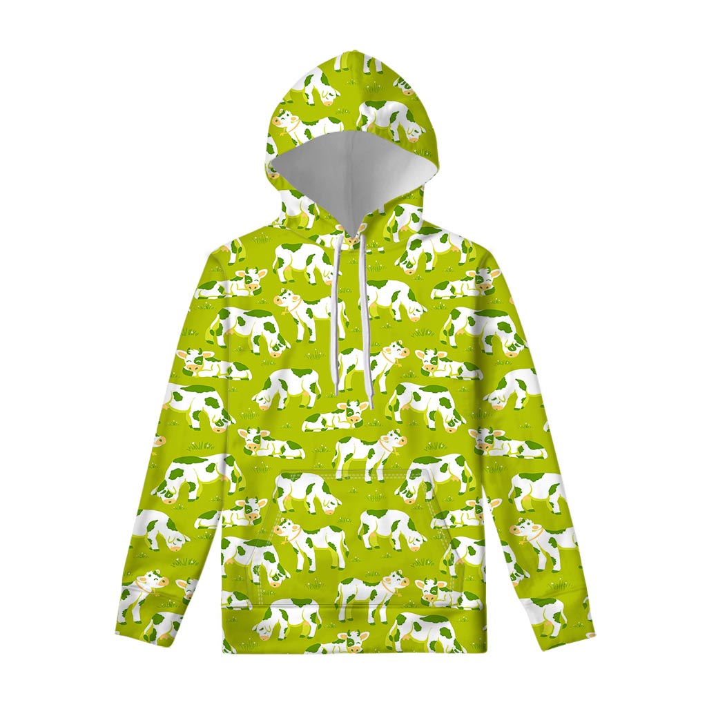 Cute Smiley Cow Pattern Print Pullover Hoodie