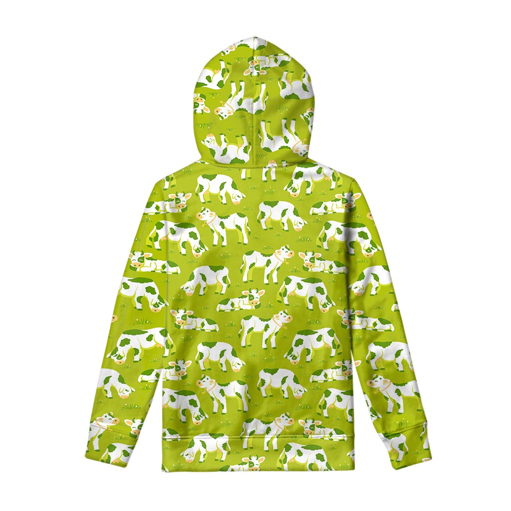 Cute Smiley Cow Pattern Print Pullover Hoodie