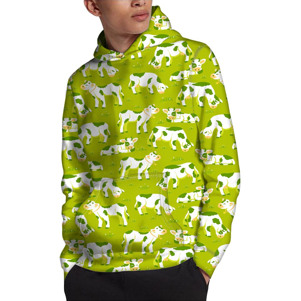 Cute Smiley Cow Pattern Print Pullover Hoodie