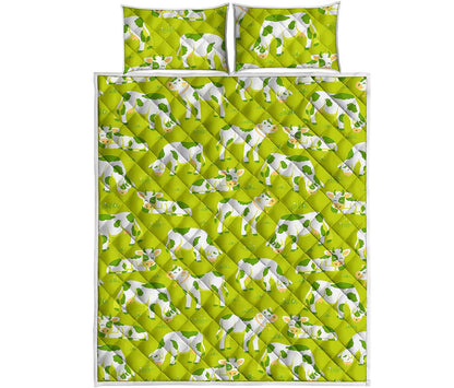 Cute Smiley Cow Pattern Print Quilt Bed Set