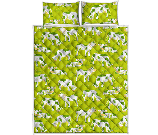 Cute Smiley Cow Pattern Print Quilt Bed Set