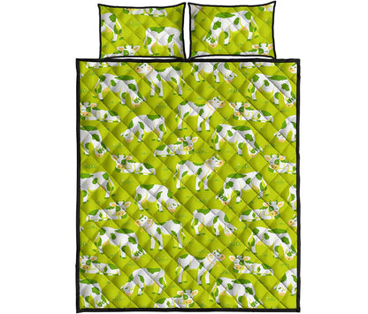 Cute Smiley Cow Pattern Print Quilt Bed Set