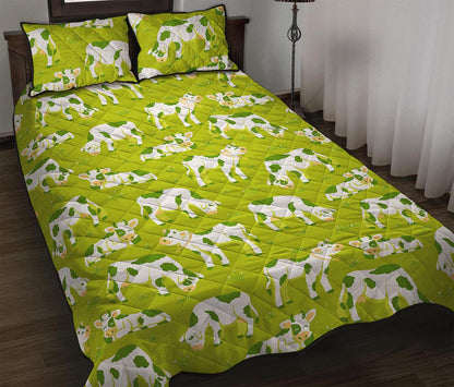 Cute Smiley Cow Pattern Print Quilt Bed Set