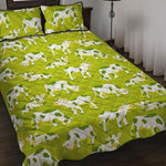 Cute Smiley Cow Pattern Print Quilt Bed Set
