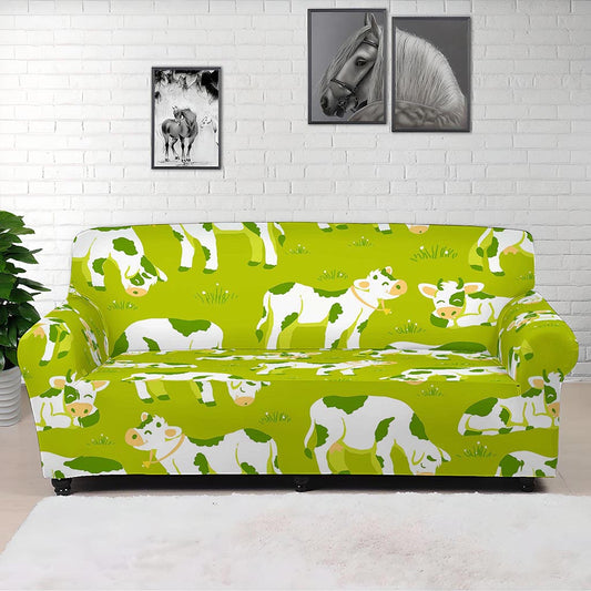 Cute Smiley Cow Pattern Print Sofa Cover