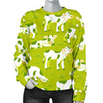 Cute Smiley Cow Pattern Print Women's Crewneck Sweatshirt GearFrost