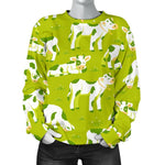 Cute Smiley Cow Pattern Print Women's Crewneck Sweatshirt GearFrost