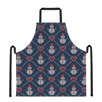 Cute Snowman Knitted Pattern Print Apron
