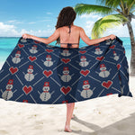 Cute Snowman Knitted Pattern Print Beach Sarong Wrap
