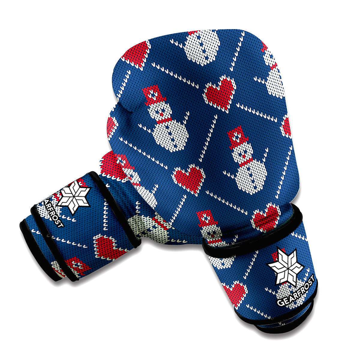 Cute Snowman Knitted Pattern Print Boxing Gloves