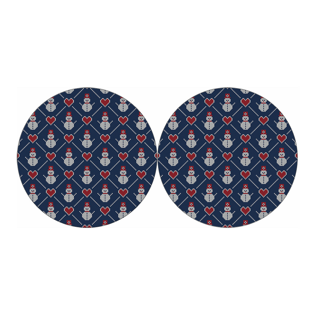 Cute Snowman Knitted Pattern Print Car Coasters