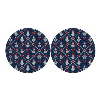 Cute Snowman Knitted Pattern Print Car Coasters