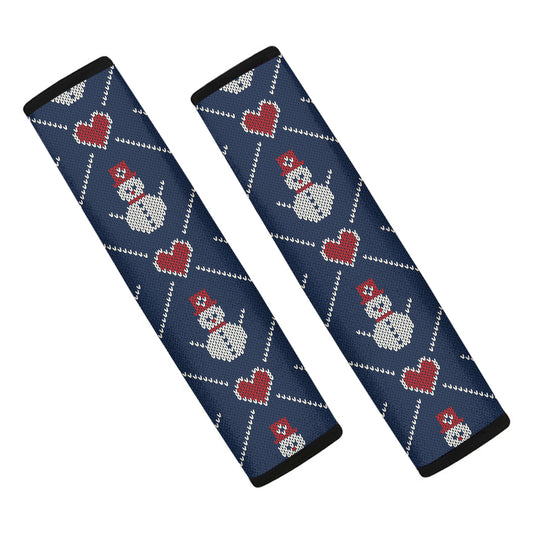 Cute Snowman Knitted Pattern Print Car Seat Belt Covers