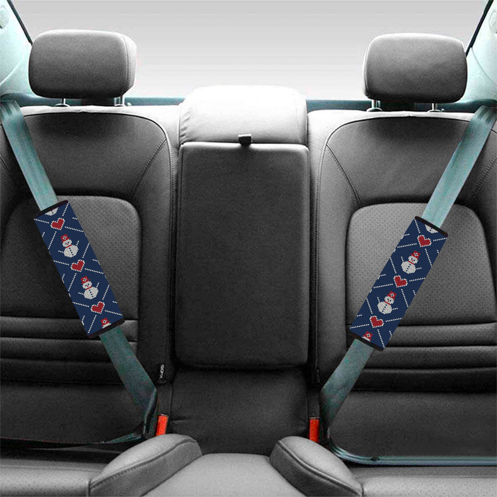 Cute Snowman Knitted Pattern Print Car Seat Belt Covers