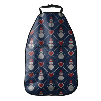 Cute Snowman Knitted Pattern Print Car Seat Organizers