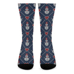 Cute Snowman Knitted Pattern Print Crew Socks