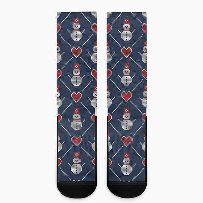 Cute Snowman Knitted Pattern Print Crew Socks