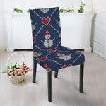 Cute Snowman Knitted Pattern Print Dining Chair Slipcover