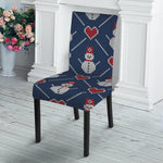 Cute Snowman Knitted Pattern Print Dining Chair Slipcover