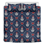 Cute Snowman Knitted Pattern Print Duvet Cover Bedding Set