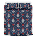 Cute Snowman Knitted Pattern Print Duvet Cover Bedding Set
