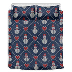 Cute Snowman Knitted Pattern Print Duvet Cover Bedding Set