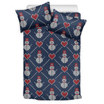 Cute Snowman Knitted Pattern Print Duvet Cover Bedding Set