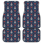 Cute Snowman Knitted Pattern Print Front and Back Car Floor Mats