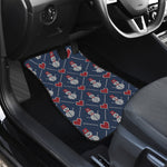 Cute Snowman Knitted Pattern Print Front and Back Car Floor Mats