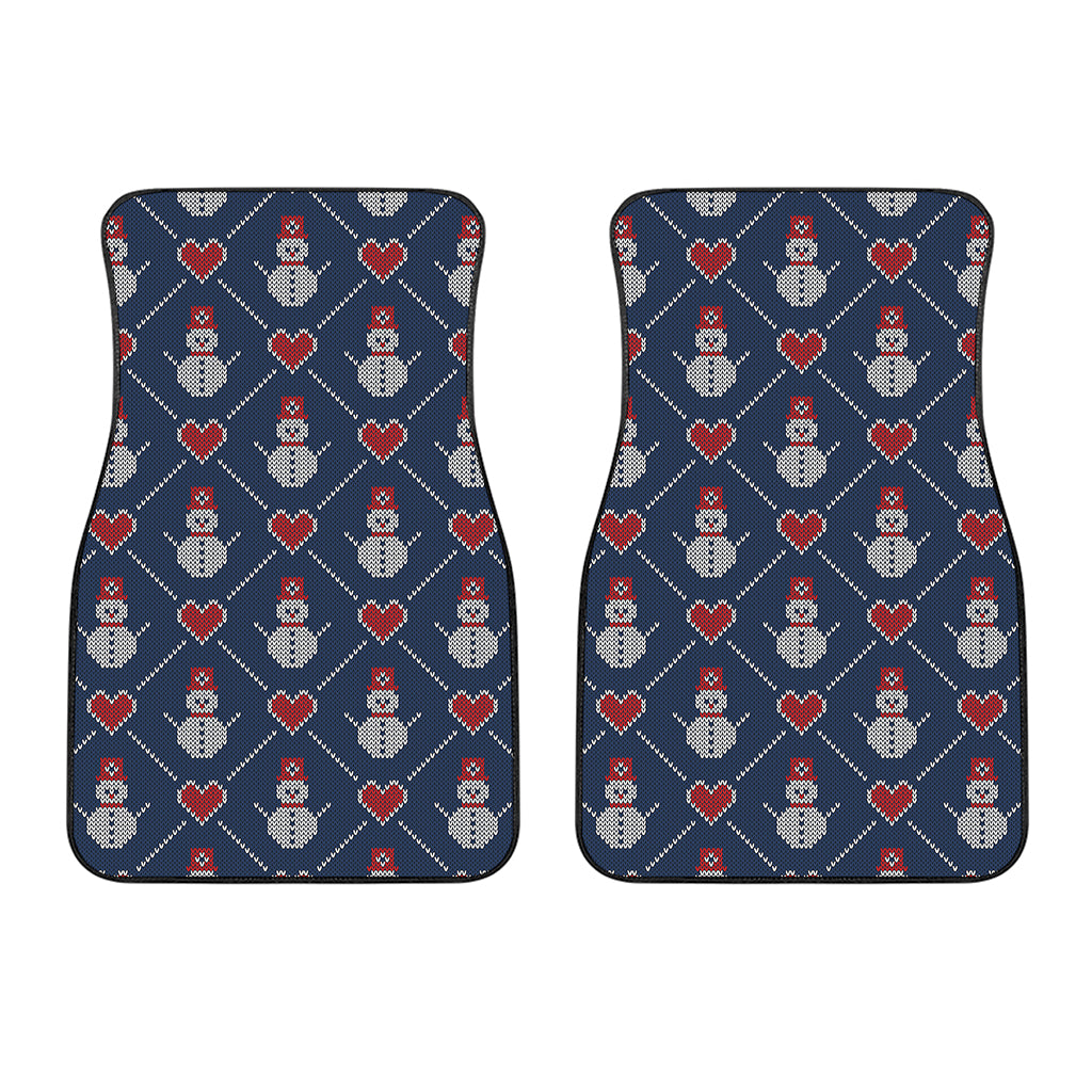 Cute Snowman Knitted Pattern Print Front Car Floor Mats