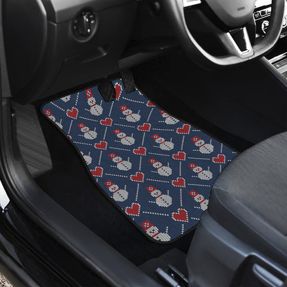 Cute Snowman Knitted Pattern Print Front Car Floor Mats