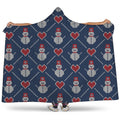 Cute Snowman Knitted Pattern Print Hooded Blanket