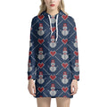 Cute Snowman Knitted Pattern Print Pullover Hoodie Dress