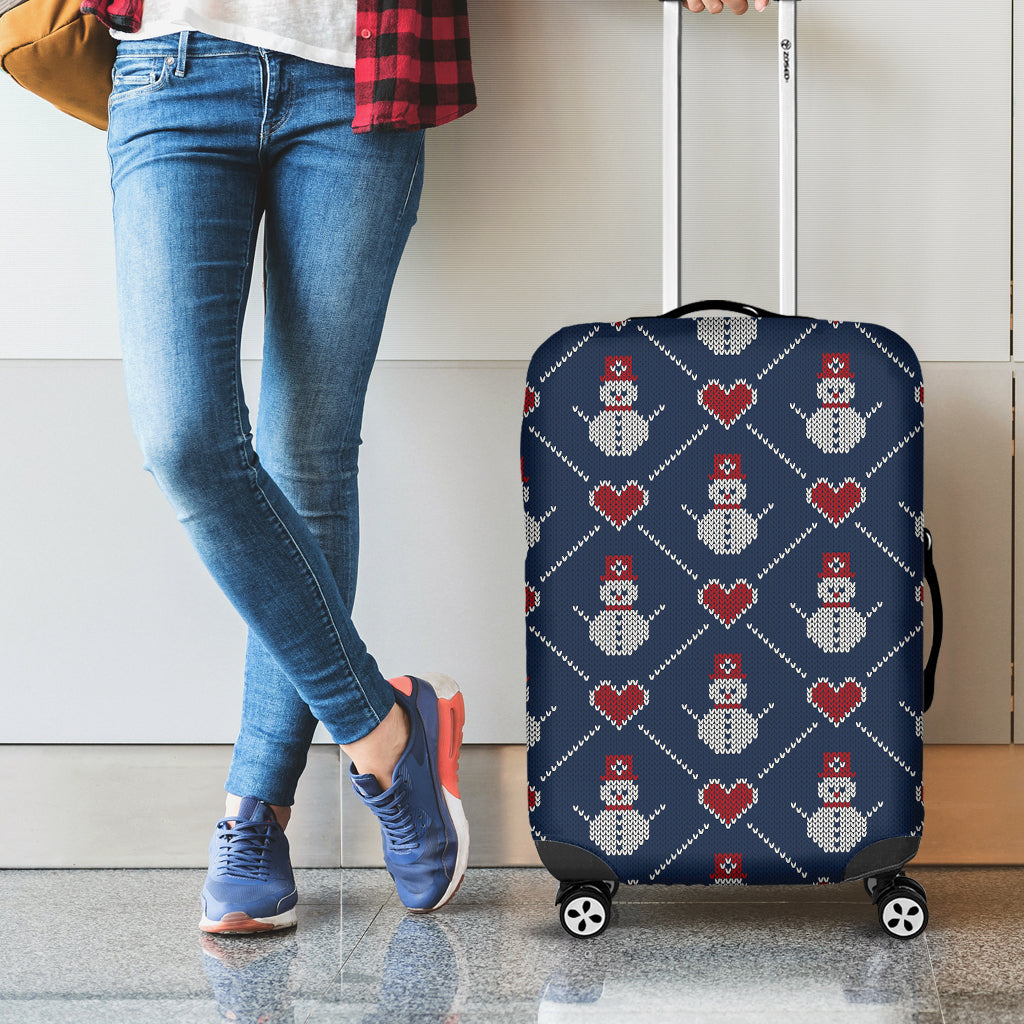 Cute Snowman Knitted Pattern Print Luggage Cover