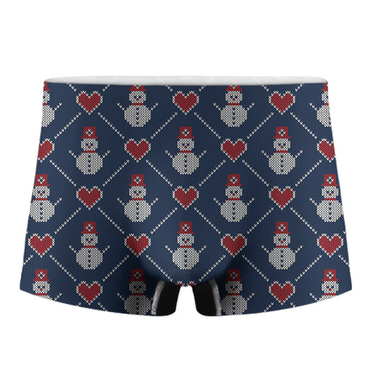 Cute Snowman Knitted Pattern Print Men's Boxer Briefs