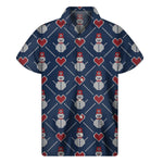 Cute Snowman Knitted Pattern Print Men's Short Sleeve Shirt
