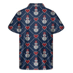 Cute Snowman Knitted Pattern Print Men's Short Sleeve Shirt
