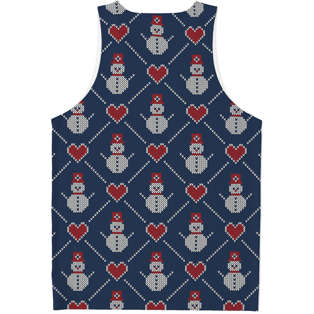 Cute Snowman Knitted Pattern Print Men's Tank Top