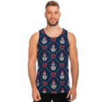 Cute Snowman Knitted Pattern Print Men's Tank Top