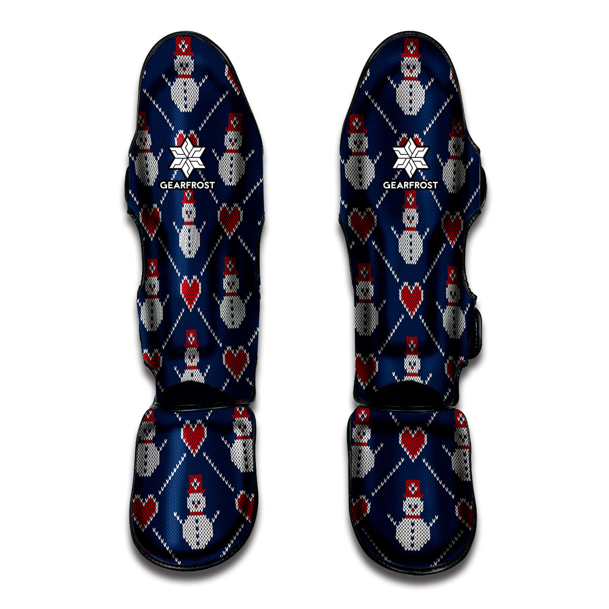 Cute Snowman Knitted Pattern Print Muay Thai Shin Guard